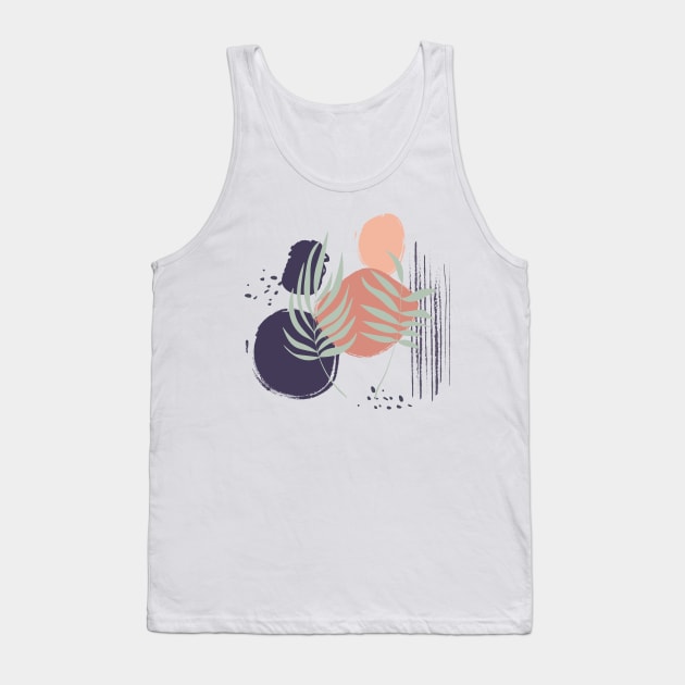 Abstract shapes lines dots and tropical leaves digital design Tank Top by My Black Dreams